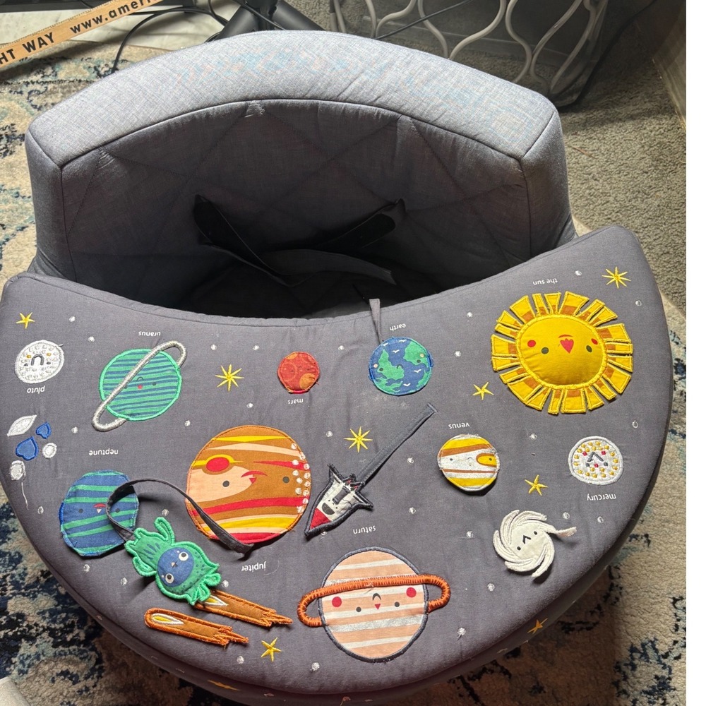 Crate & Kids Deep Space Baby Activity Chair Gray Plush Infant Seat Space Theme - Picture 13 of 13